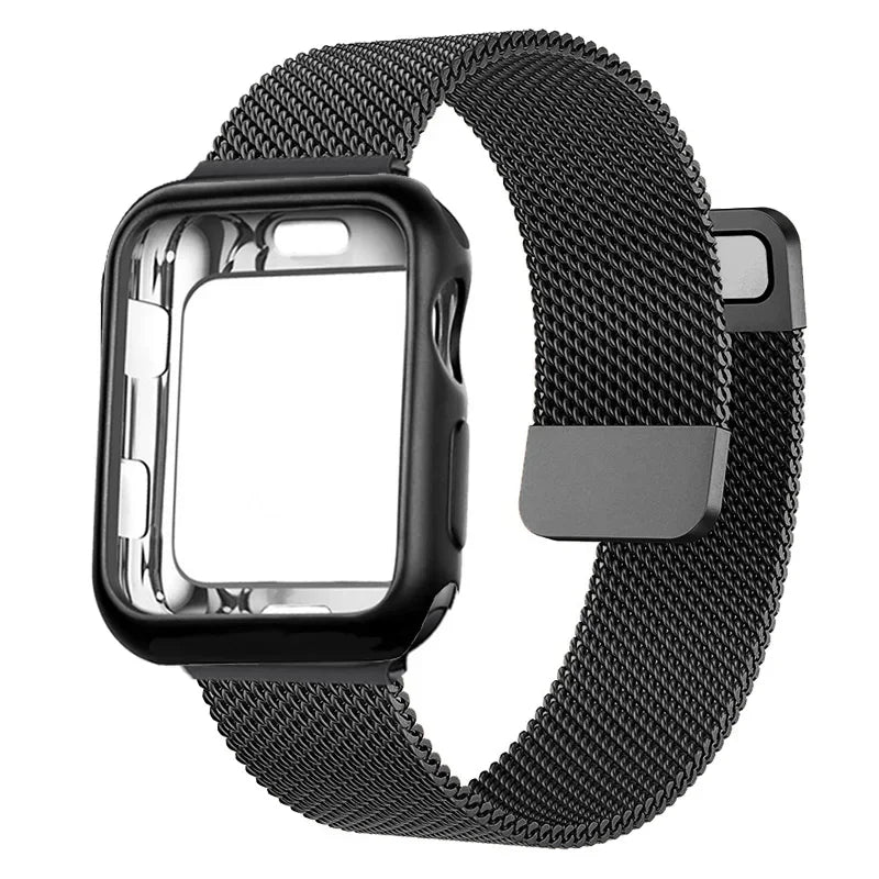 Black Milanese Strap with Matching Case for Apple Watch Ultra & Series