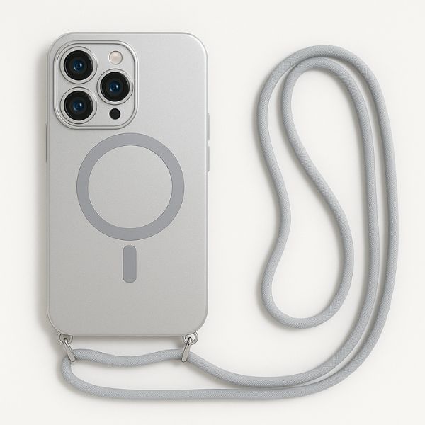 Crossbody Lanyard Magsafe Case For iPhone - Silver