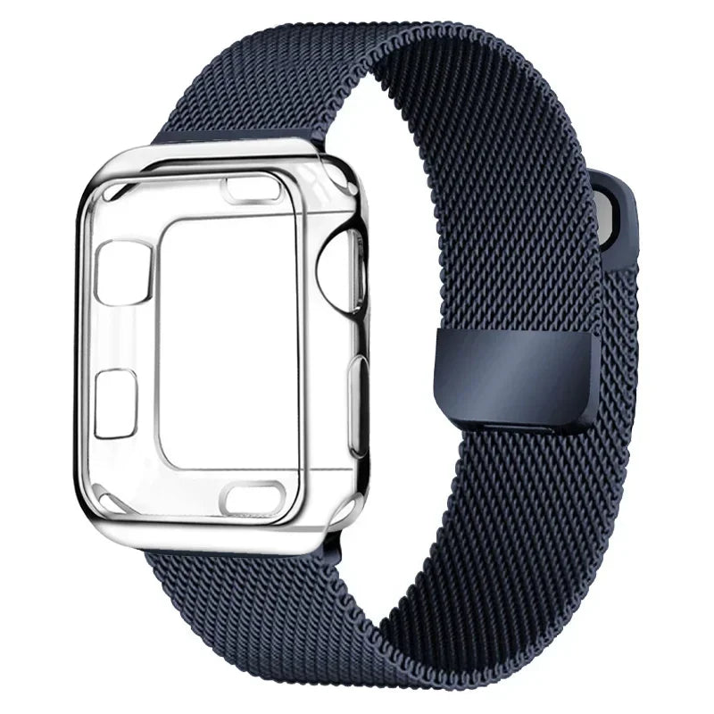 Dark Blue Milanese Strap with Matching Case for Apple Watch Ultra & Series