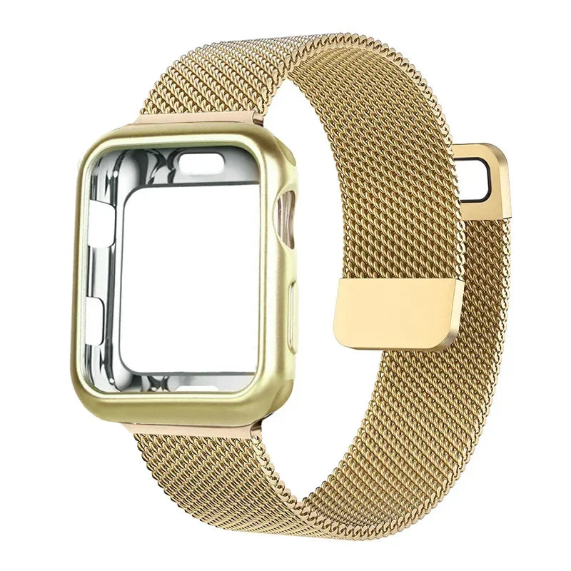 Gold Milanese Strap with Matching Case for Apple Watch Ultra & Series