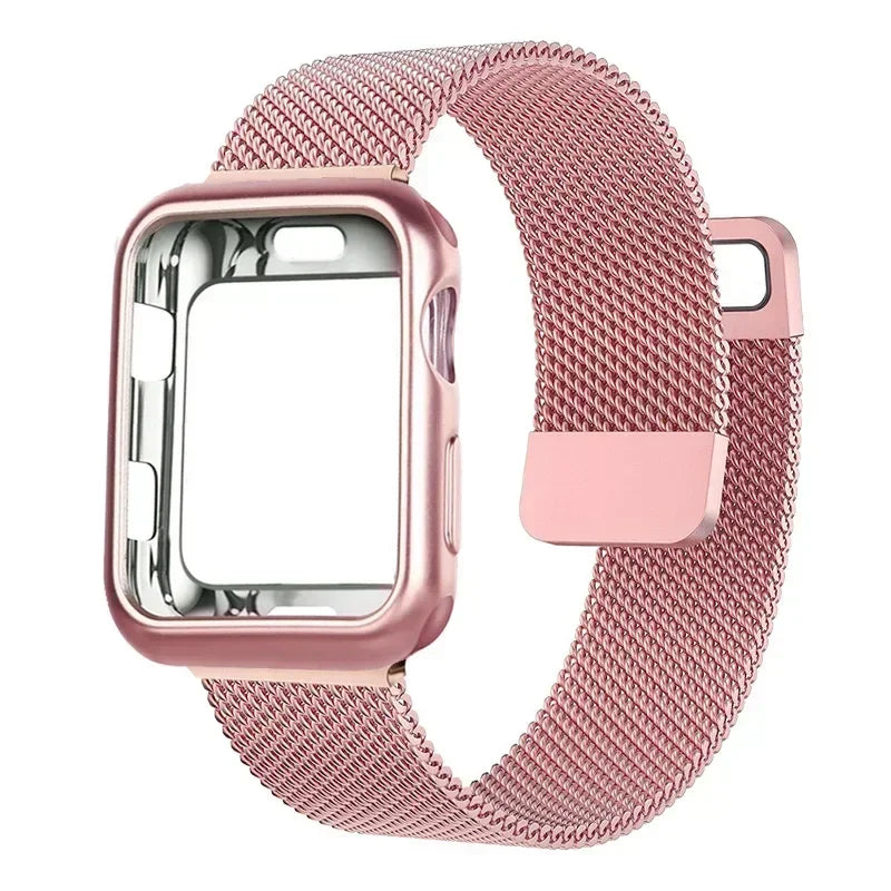 Pink Milanese Strap with Matching Case for Apple Watch Ultra & Series