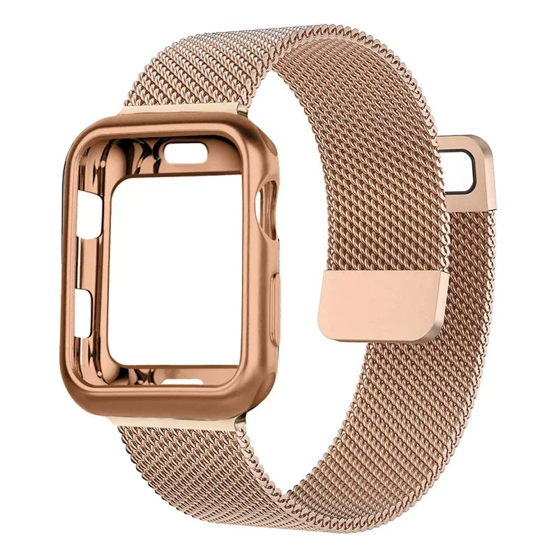 Rose Gold Milanese Strap with Matching Case for Apple Watch Ultra & Series