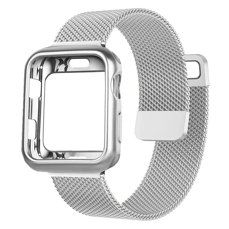 Silver Milanese Strap with Matching Case for Apple Watch Ultra & Series