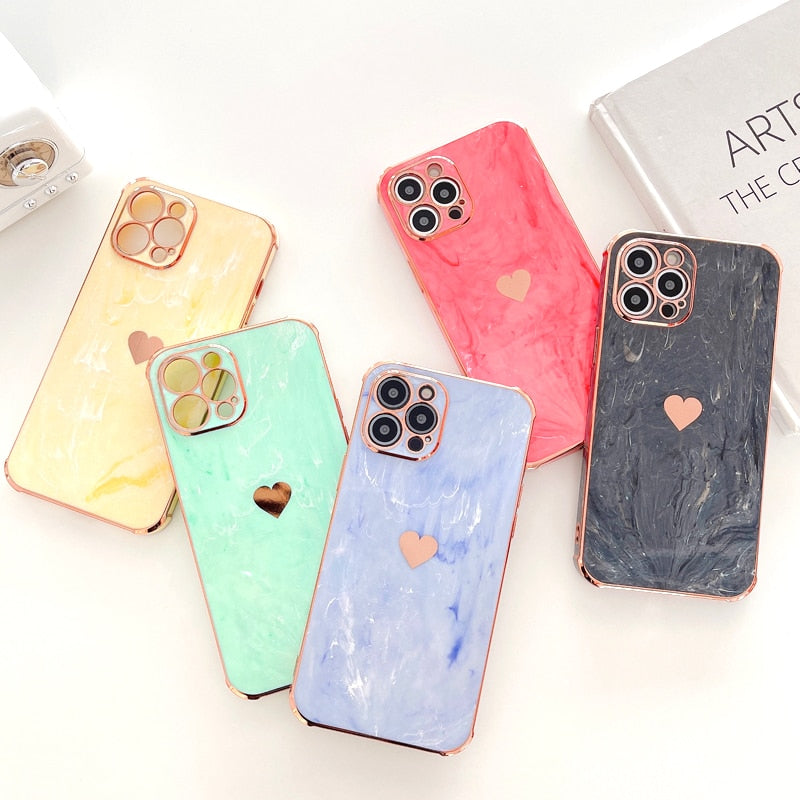 Marble Effect Love Heart  Case For iPhone - Case Monkey