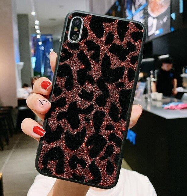 Red Glitter Leopard Phone Case For Samsung - Case Monkey