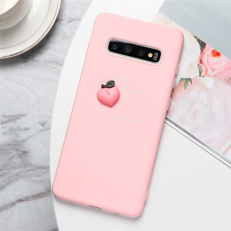 3D Fruit Silicone Phone Case in Pink with a Peach - Case Monkey